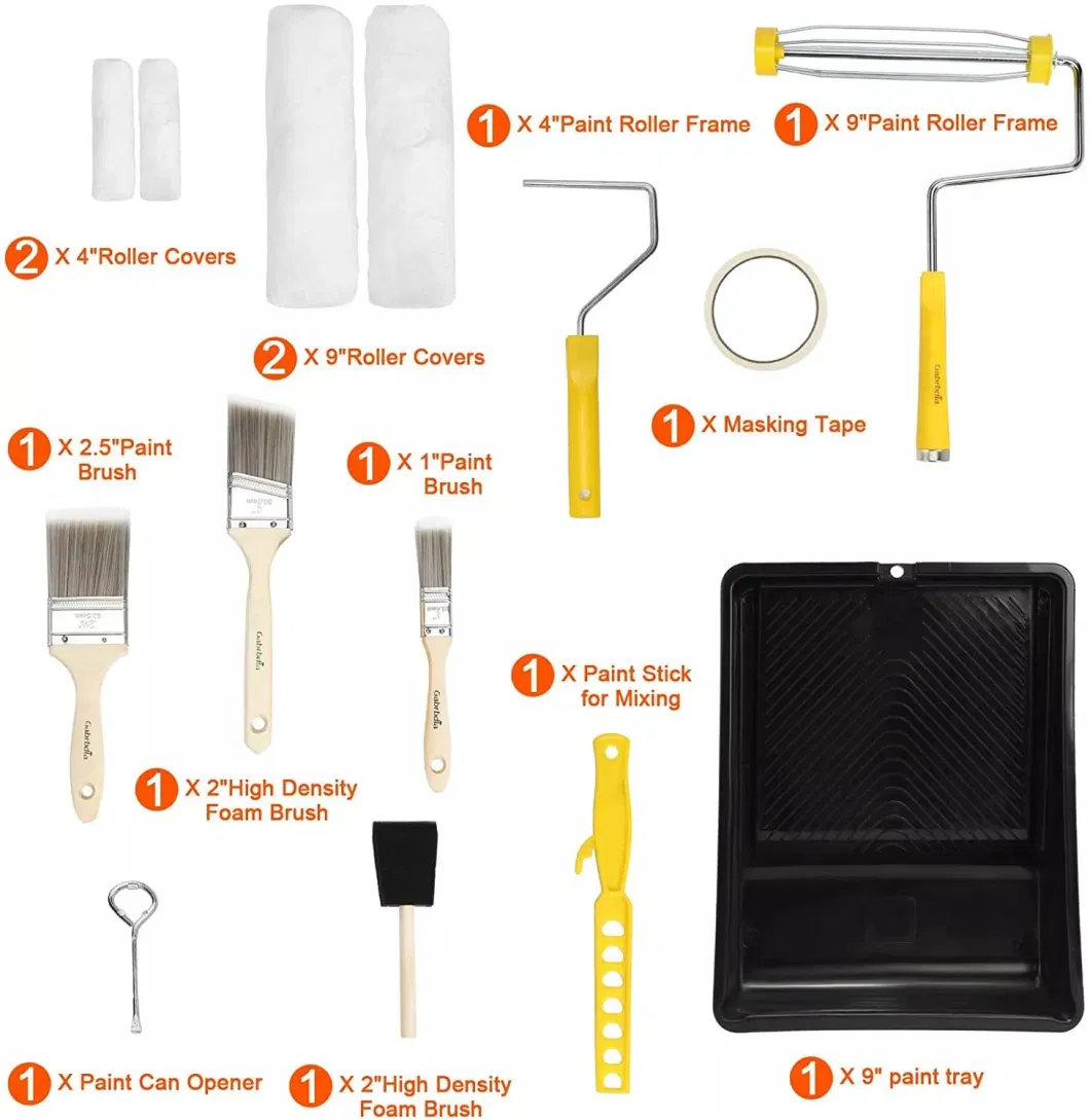 DIY Handing Tool Kit with Scraper Paint Roller Brush Tray Painting Tools Kit