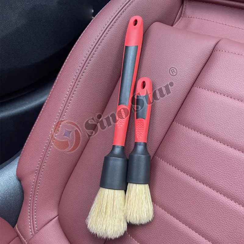 Two-Size 100% Bristle Brush Super Soft Bristles Cleaning Brush Car Interior Dust Cleaning Detail Brush Set