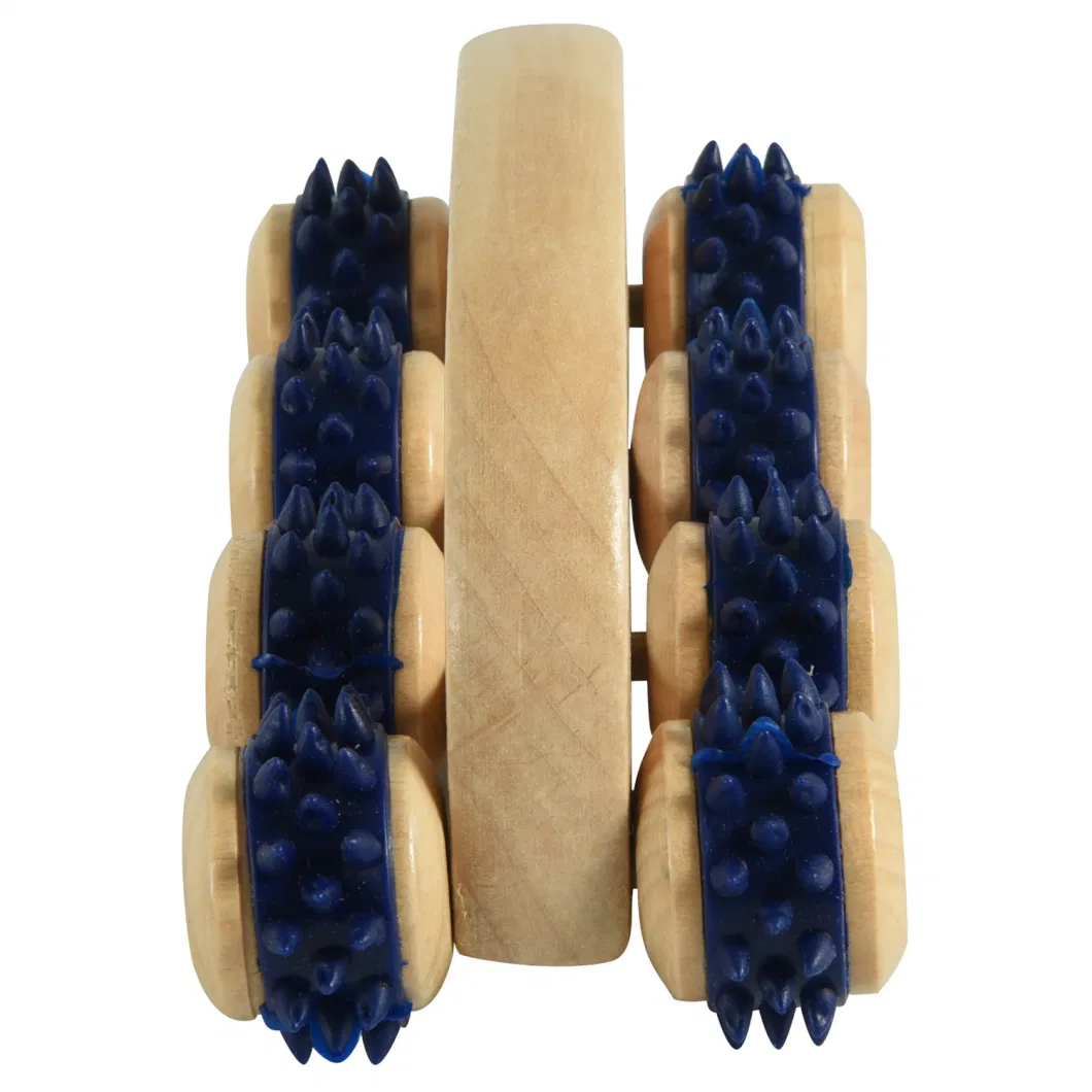 8 Ball Wooden Handheld Massager Wooden Roller Spikes for The Body Neck Shoulder Arms Legs Stress Relief Handle Roller Massage Tools