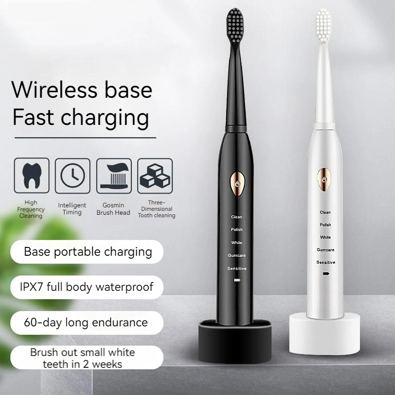 Sonic Soft Bristles Tongue Cleaner Remove Bacteria Floss Tip Battery Powered Toothbrush