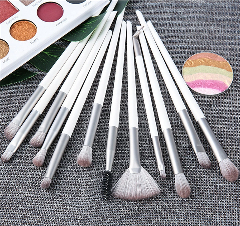 12PCS Vegan Quality Luxury Fluffy Synthetic Blending Eyeshadow Brush Bulk Private Label Low Mqo Wholesale Price