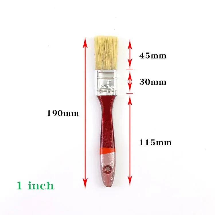 Red Wood Handle Natural Bristle 2023 Hot Sale Paint Brush Different Size Wooden Handle Paint Brush