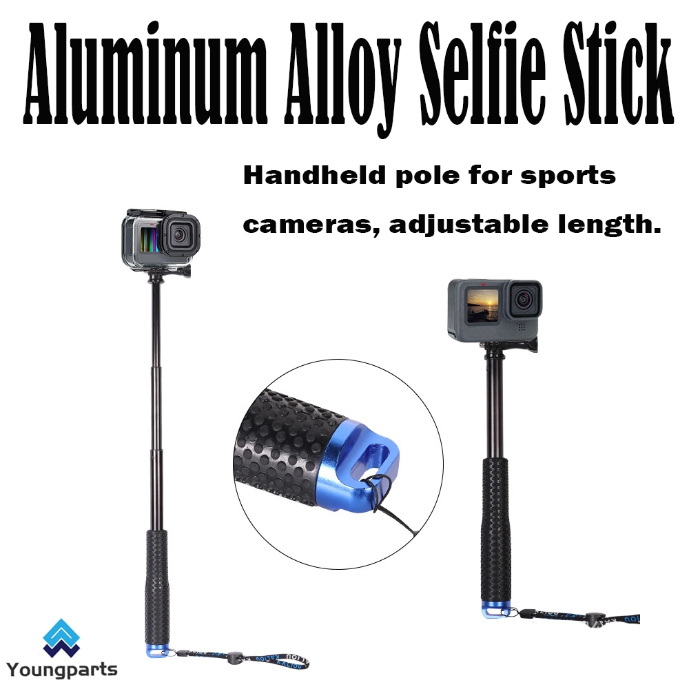 Extendable Aluminum Selfie Stick Monopod Hand-Held Adjustable Telescopic Extension Pole for Gopro Hero (2018) Hero 10 9 8 7 6 5 4