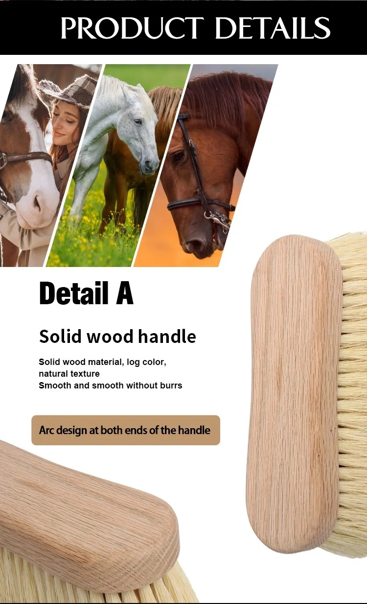 Custom Made Direct Manufacturer Horse Care Products Round Wood Horse Equipment Grooming Brush