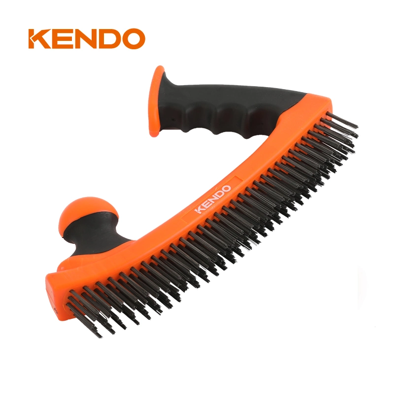 Kendo Multifunction Removing Rust Paint Dirt Easy Grip Oval Plastic Handle Steel Scrub Wire Scratch Brush