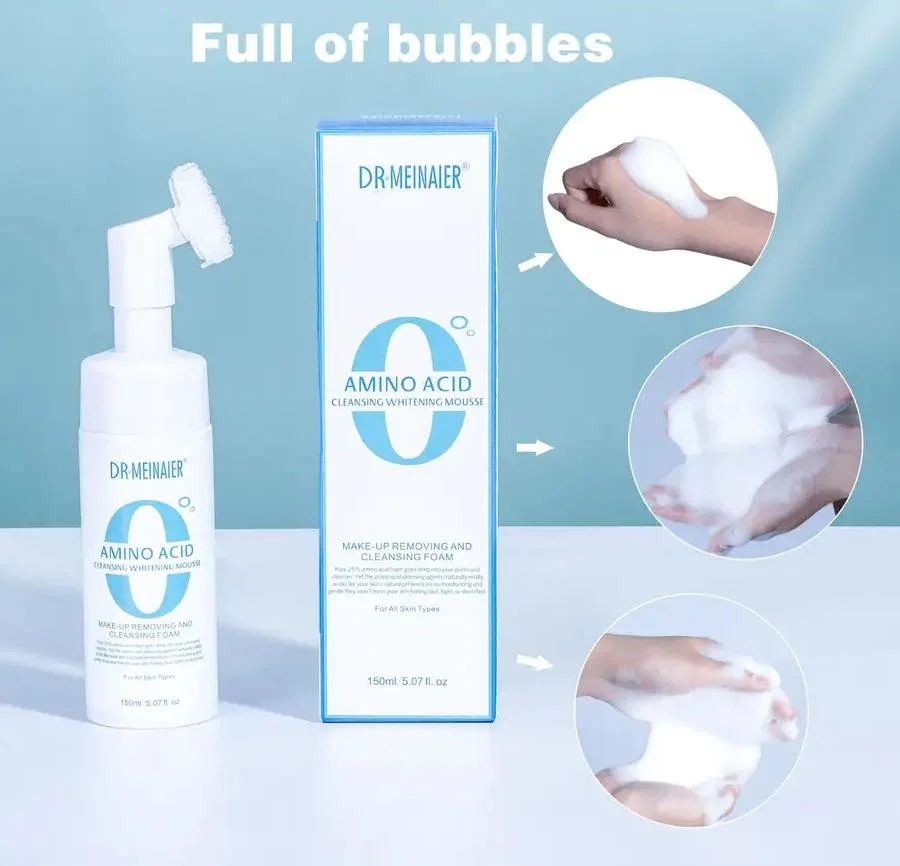 Facial Cleanser Mousse Moisturizer Amino Acid Foaming Make up Pore Cleaner Whitening Face Wash with Brush