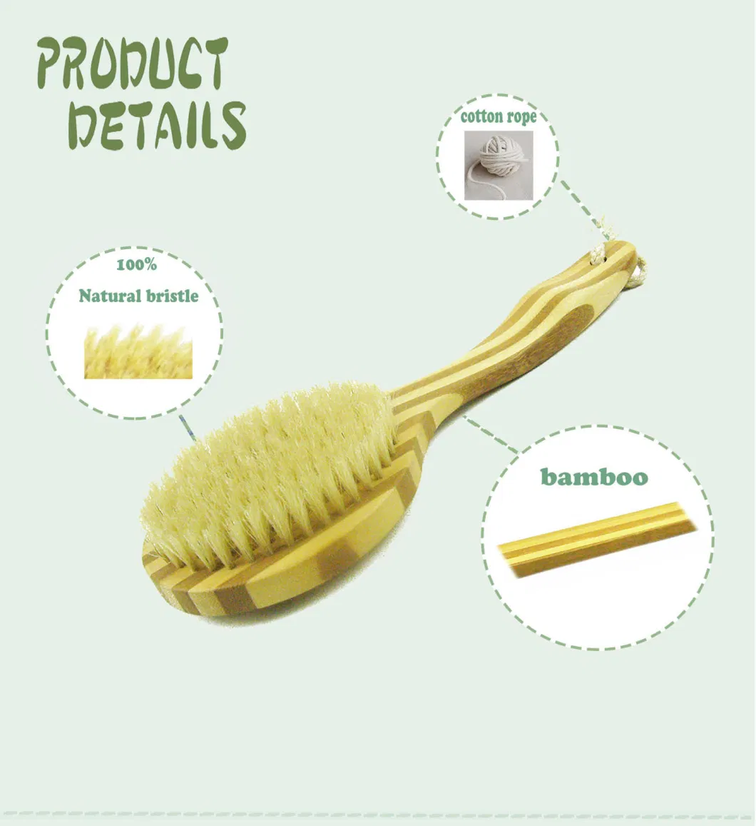 Eco-Friendly 100% Natural Square Head Bamboo Wood Bristle Hair Body Bath Brush Skin Scrub Exfoliating Scrubber Bath Brush