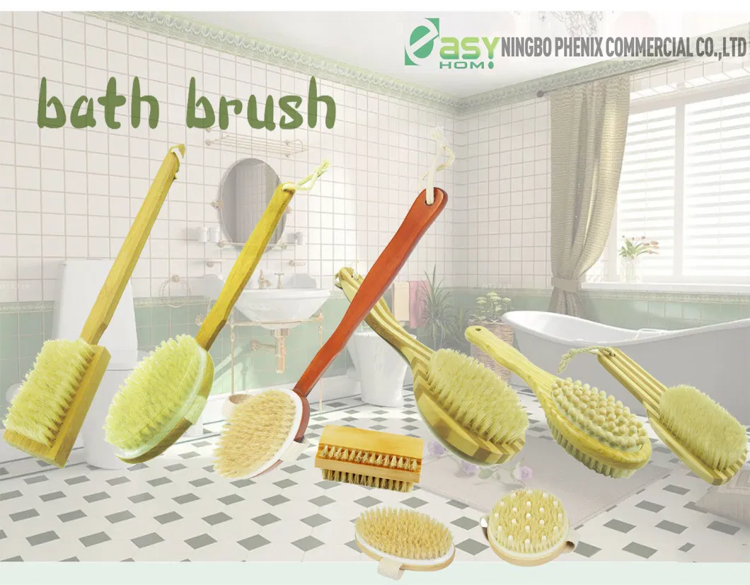 Eco-Friendly 100% Natural Square Head Bamboo Wood Bristle Hair Body Bath Brush Skin Scrub Exfoliating Scrubber Bath Brush