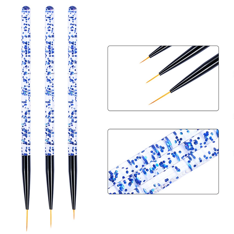 3 Size Acrylic Nail Art Painting Strip Brush Set Maniure Drawing Tool