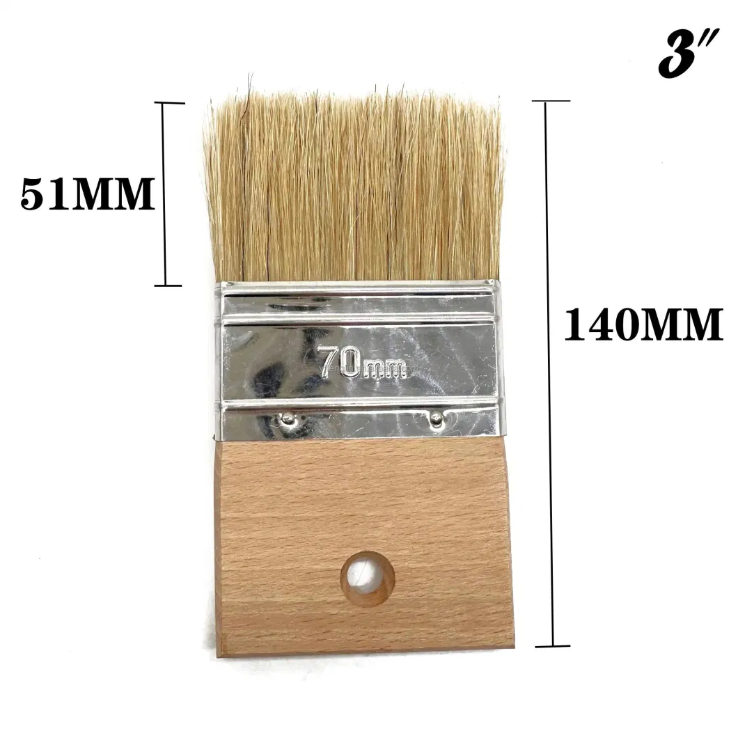 Pure Hog Bristle Beech Wooden Short Handle Paint Brush 3&quot; 4&quot; 5&quot; Wall Wallpaper Brush Professional Wall Paint Brush