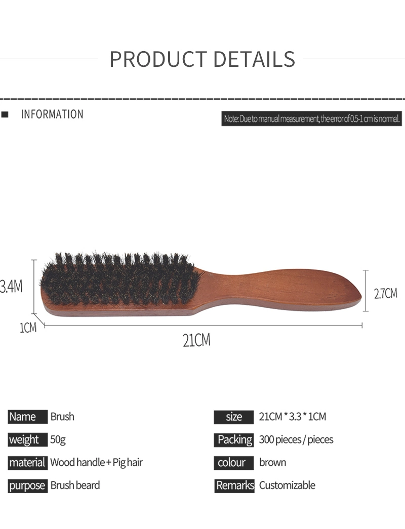 DIY Hair Brush Wood Handle Boar Bristle Beard Comb Styling Detangling Straightening Hairdressing Styling Tools