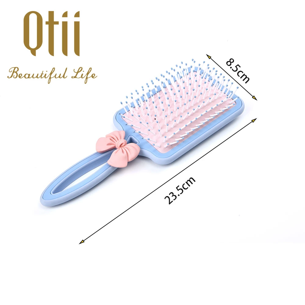 New Mold Paddle Shape Air Cushion Massage Hair Brush with Soft Touch Paint and with Bow Decoration