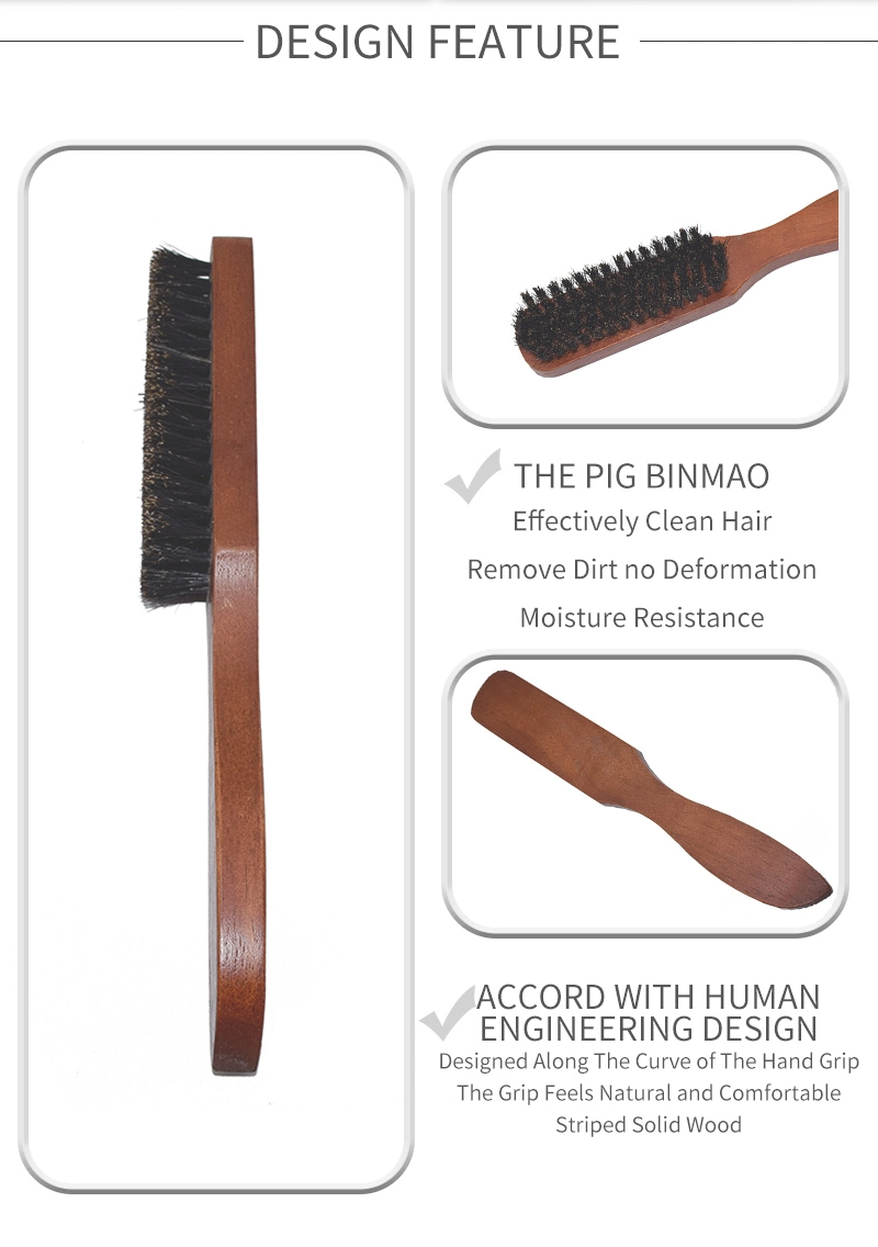 DIY Hair Brush Wood Handle Boar Bristle Beard Comb Styling Detangling Straightening Hairdressing Styling Tools