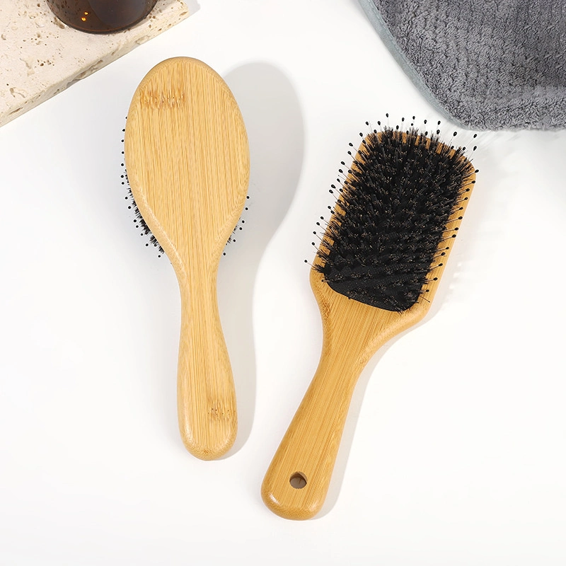 Eco-Friendly Pure Natural Boar Bristle Square Paddle Hair Brushes