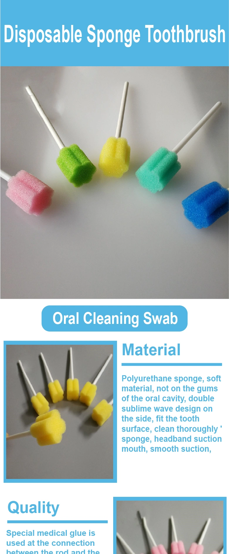 Medical Oral Disposable Suction Swab Toothbrush Sputum Sponge Stick