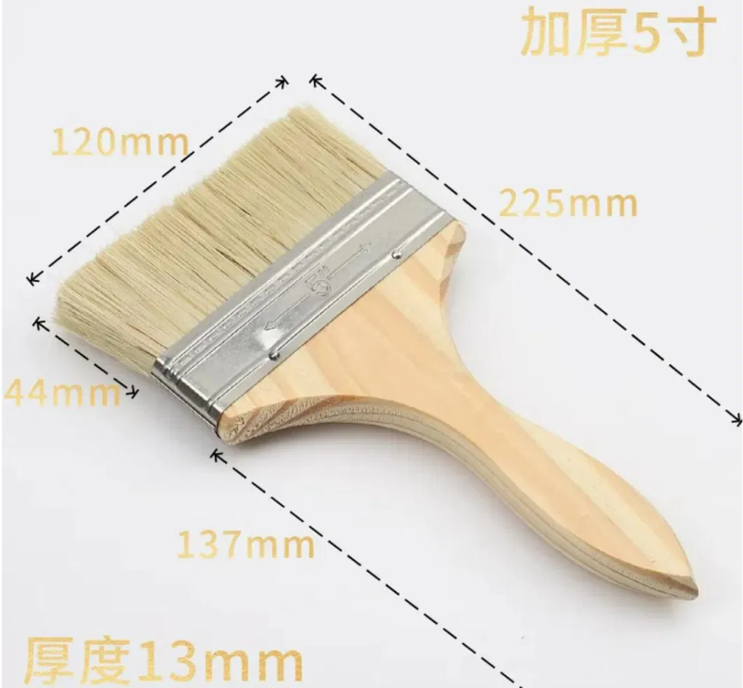 Natural White Bristle Chip Brush Natural Wooden Handle Oil Paint Brush Set