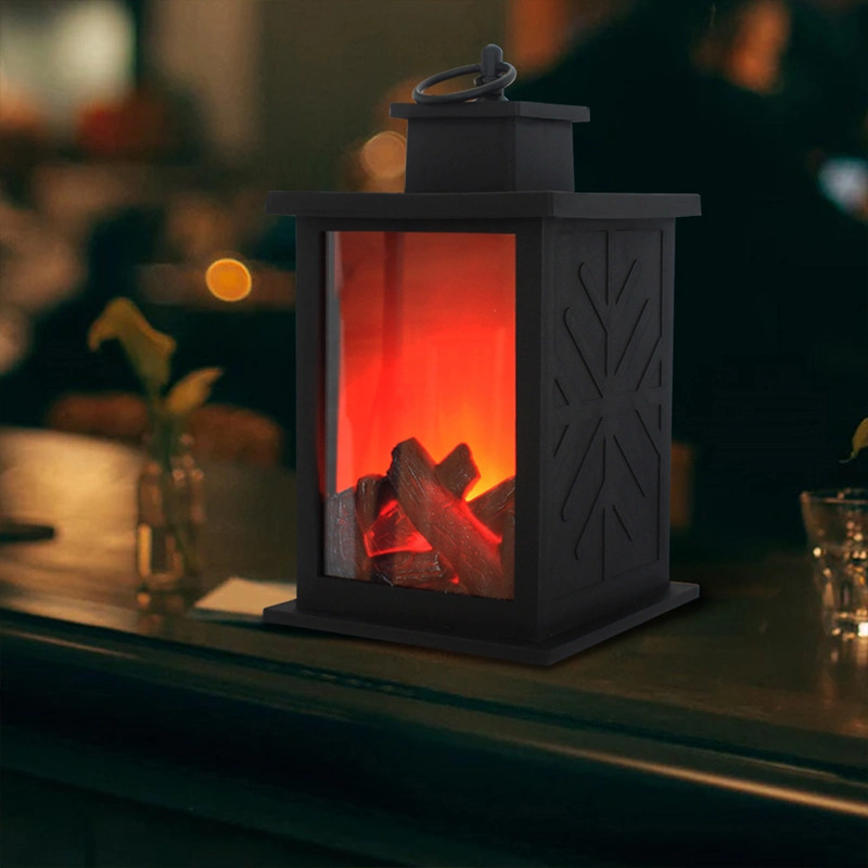 LED Fireplace Lantern Simulation Flame Lamp Night Light USB or Battery Charging for Home Decoration