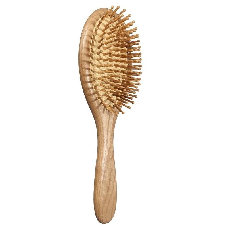 Oval Bamboo Wooden Hair Brush to Detangle and Massage