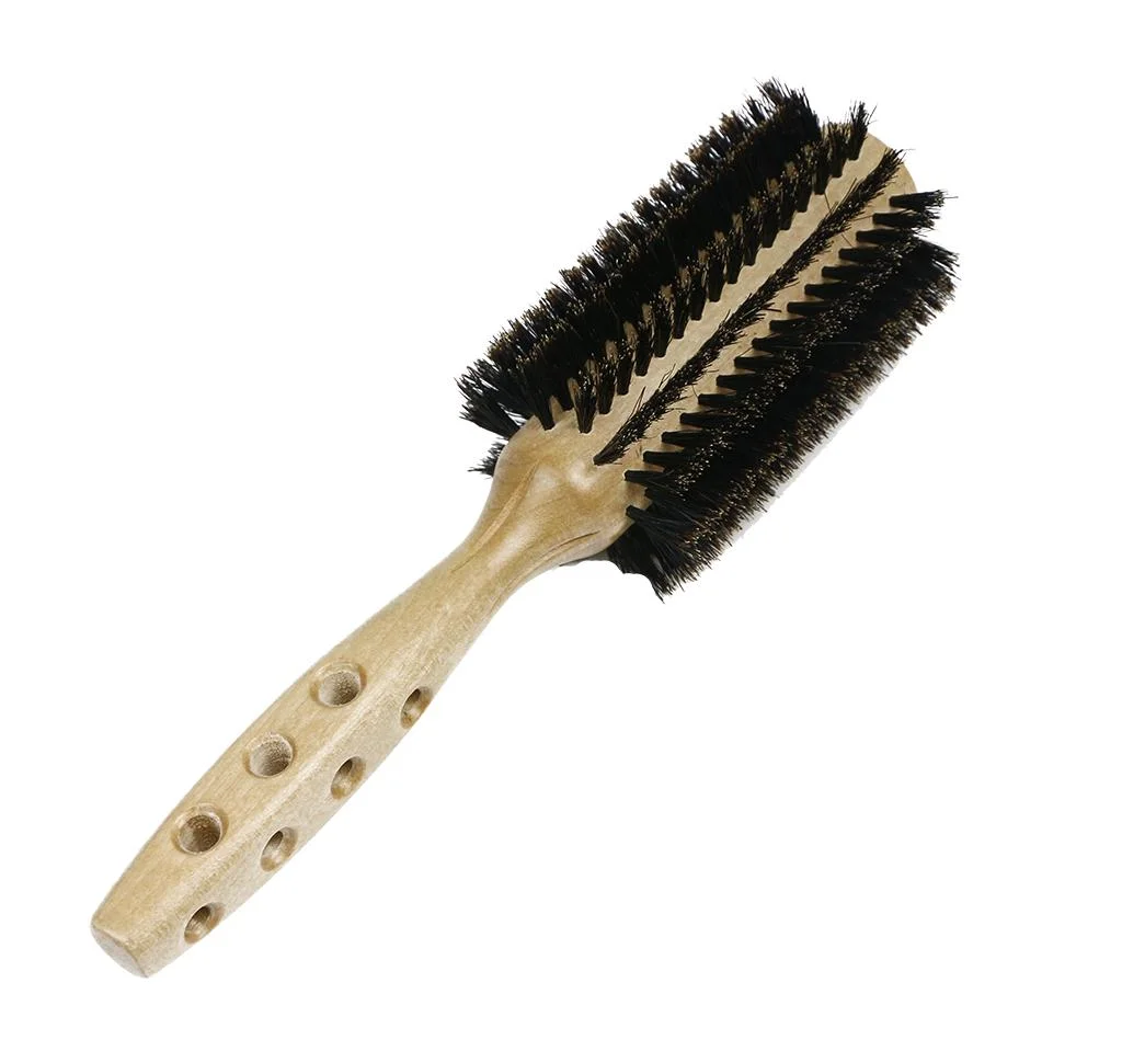 Comb Wooden Round Brush Hair Dryer Brush with Natural Bristles Soft Bristles Perfect for Straight and Curly Thick and Fine Hair