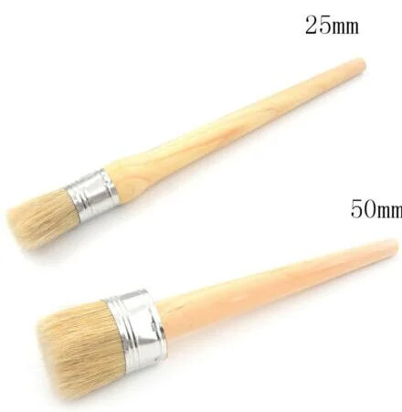 50mm Dia Wooden Handle Rounds Bristle Chalk Oil Paints Painting Wax Brush Zytf0