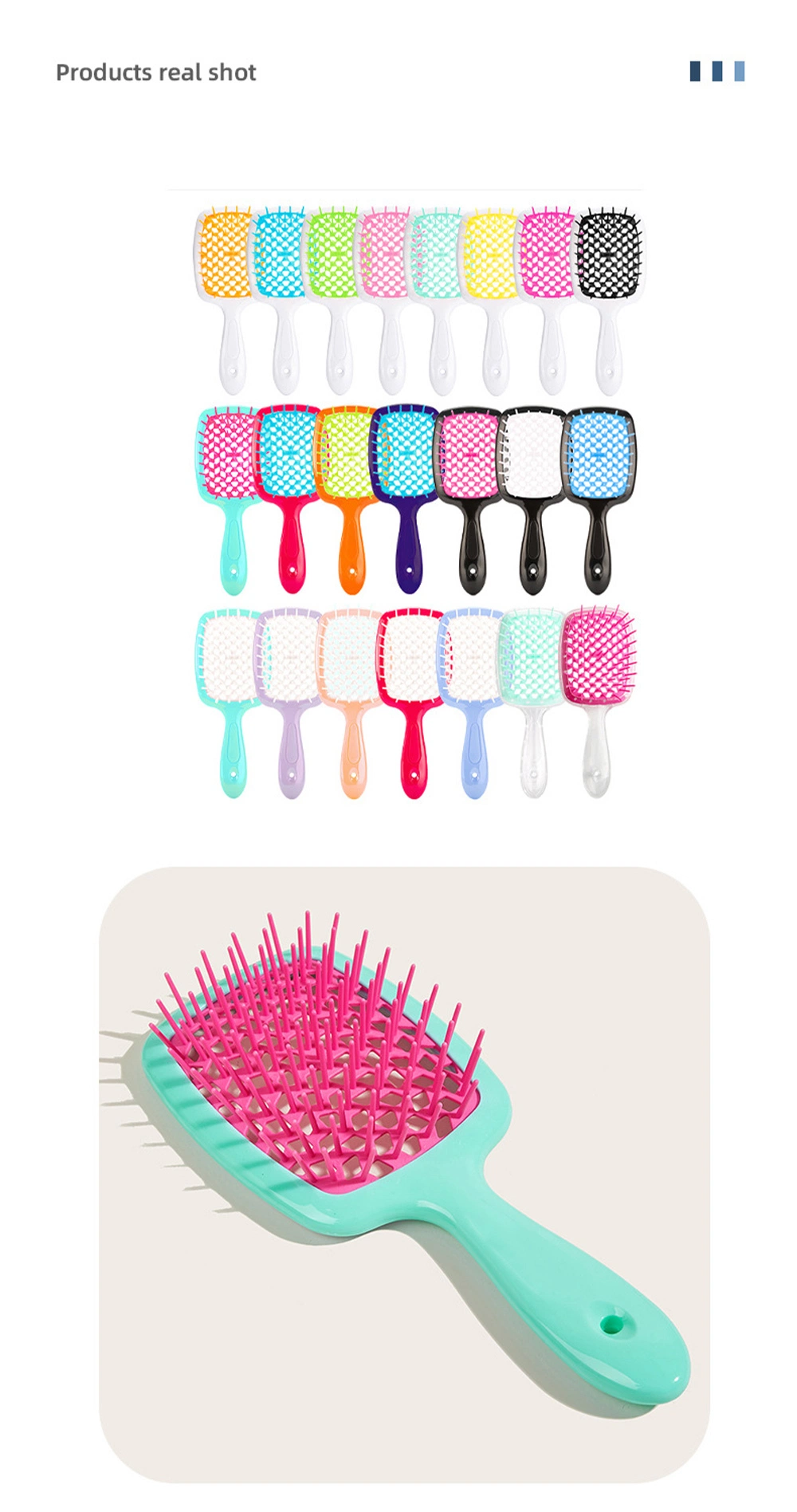 Hollow Air Grid Combing Styling Brush Home Fluffy Styling Combing Air Cushion Massage Combing Wide Tooth Brush