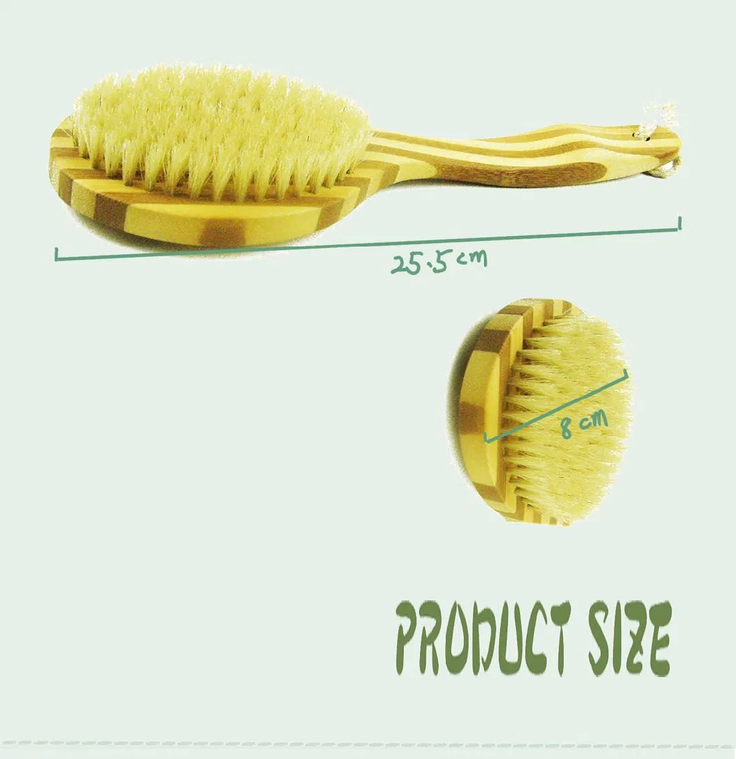 Eco-Friendly 100% Natural Square Head Bamboo Wood Bristle Hair Body Bath Brush Skin Scrub Exfoliating Scrubber Bath Brush