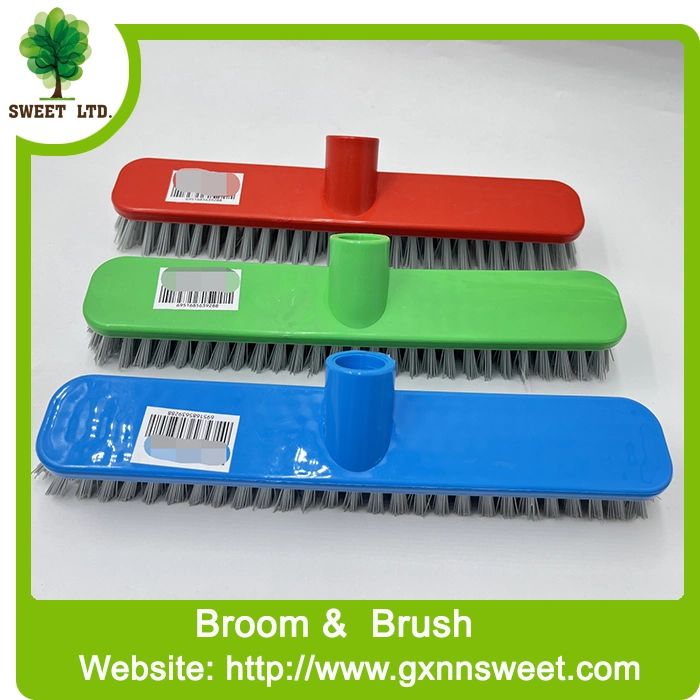 Hard Fiber Brush Push Brush Plastic Broom Brush for Outdoor Floor Clean Sweepers with Wooden Broom Handle Mop Stick Wood Stick Long Handle