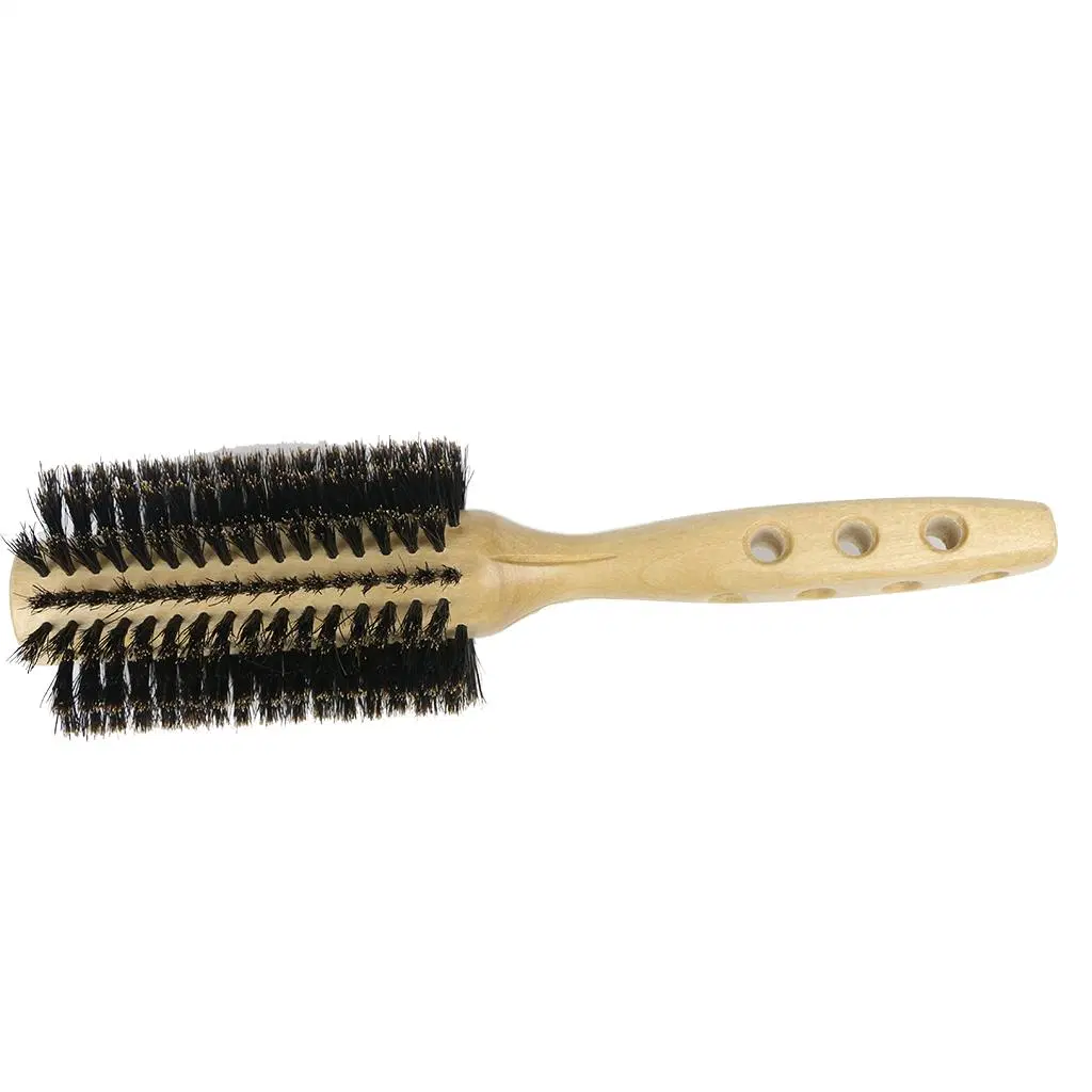 Comb Wooden Round Brush Hair Dryer Brush with Natural Bristles Soft Bristles Perfect for Straight and Curly Thick and Fine Hair