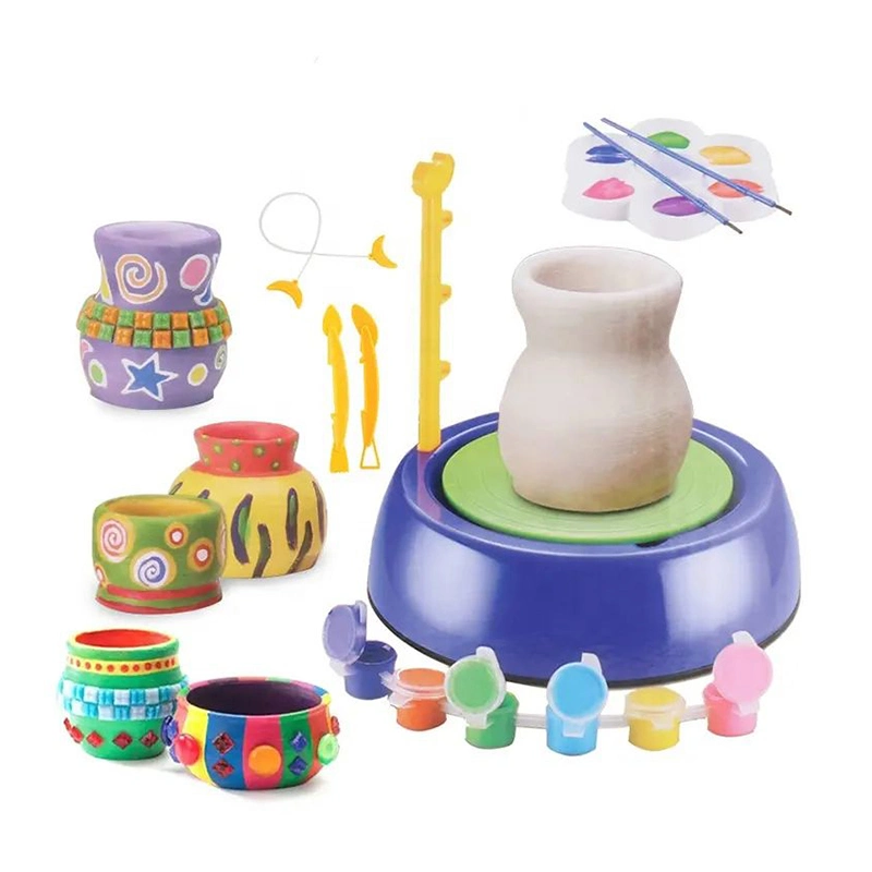 Kids Pottery Wheel Toys with Clay Sculpting Tools &amp; Painting Kit