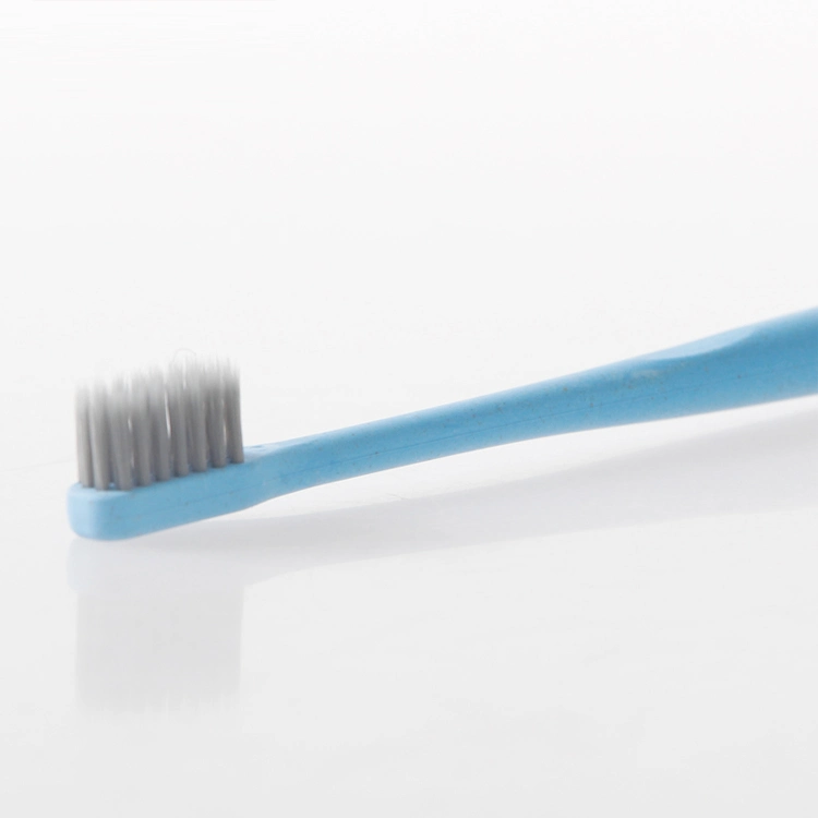 Wholesale Blue Square Head Disposable Travel Straw Toothbrush