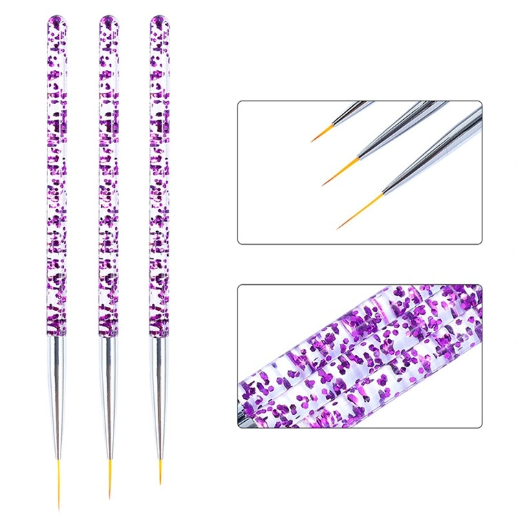 3 Size Acrylic Nail Art Painting Strip Brush Set Maniure Drawing Tool