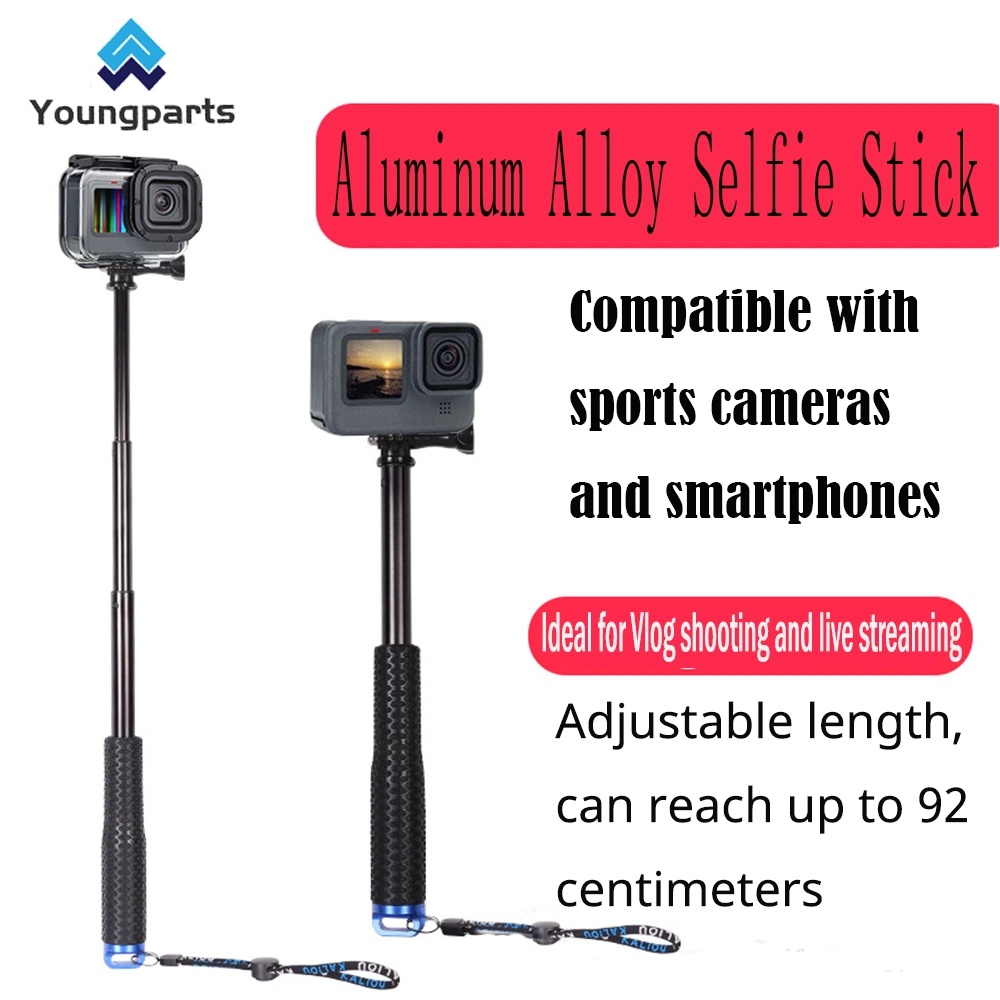 Extendable Aluminum Selfie Stick Monopod Hand-Held Adjustable Telescopic Extension Pole for Gopro Hero (2018) Hero 10 9 8 7 6 5 4