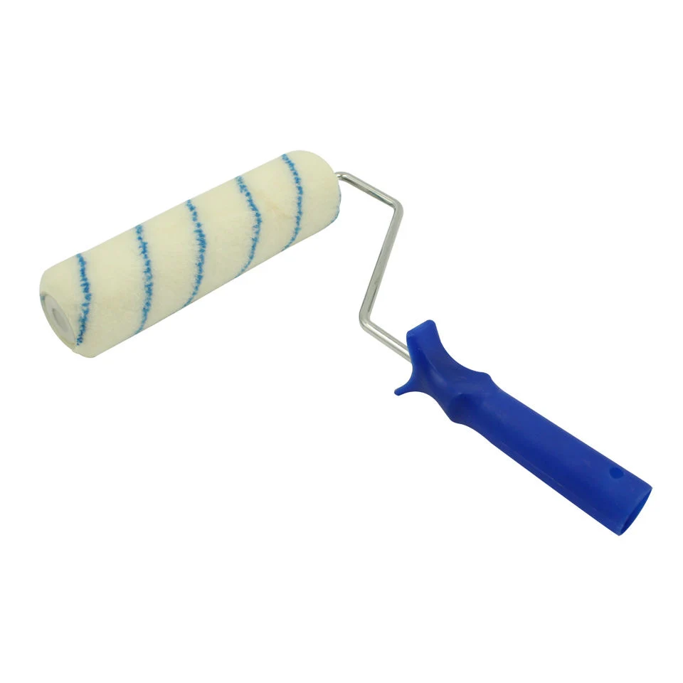 Wholesale 9 Inch Nylon Paint Roller Blue Stripe Polyester Fabric Cover Paint Roller Brush with Plastic Handle