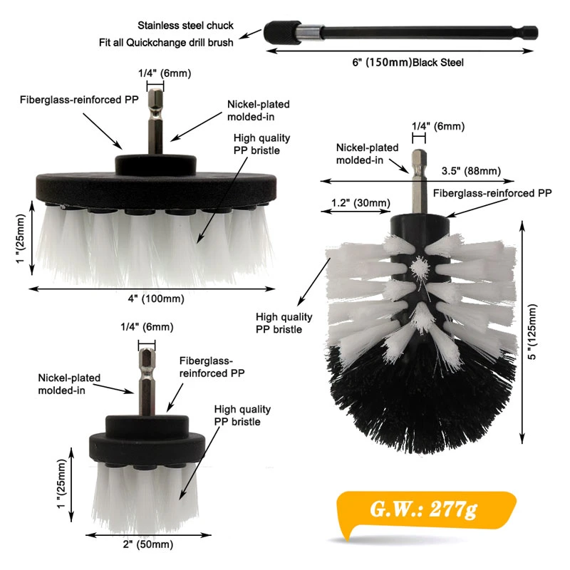 Popular 4 PCS White Drill Bit Brush Car Detailing Kit for Cleaning Car