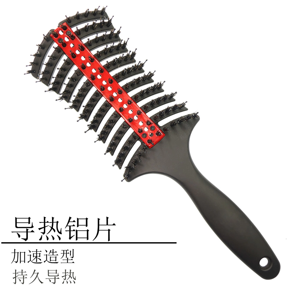 Custom Rubber Handle Synthetic Bristle Wet Hair Curved Vent Brush