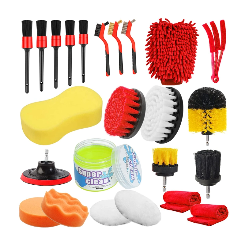 Custom Auto Detailing Brush Set Auto Boars Hair Detailing Brushes Set Car Detailing Drill Brush Kit