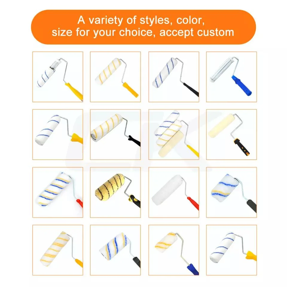 Free Sample Popular Pattern Paint Roller Brush with Plastic Handle Paint Tool for House Painting