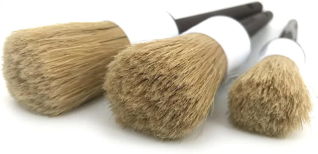 3PCS Multi-Purpose Car Detail Brushes with Natural Boars Hair for Interior and Exterior Detailing