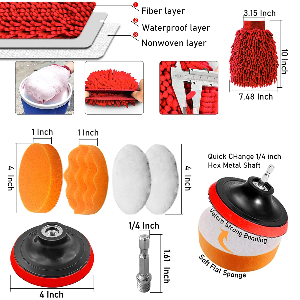 Custom Auto Detailing Brush Set Auto Boars Hair Detailing Brushes Set Car Detailing Drill Brush Kit