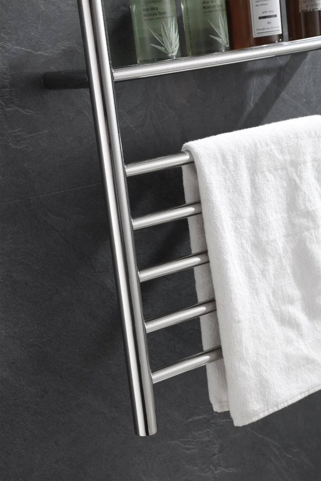 Stainless Steel 304 Towel Warmer Electric Towel Rack with Round Double Shelf for Bathroom Drying