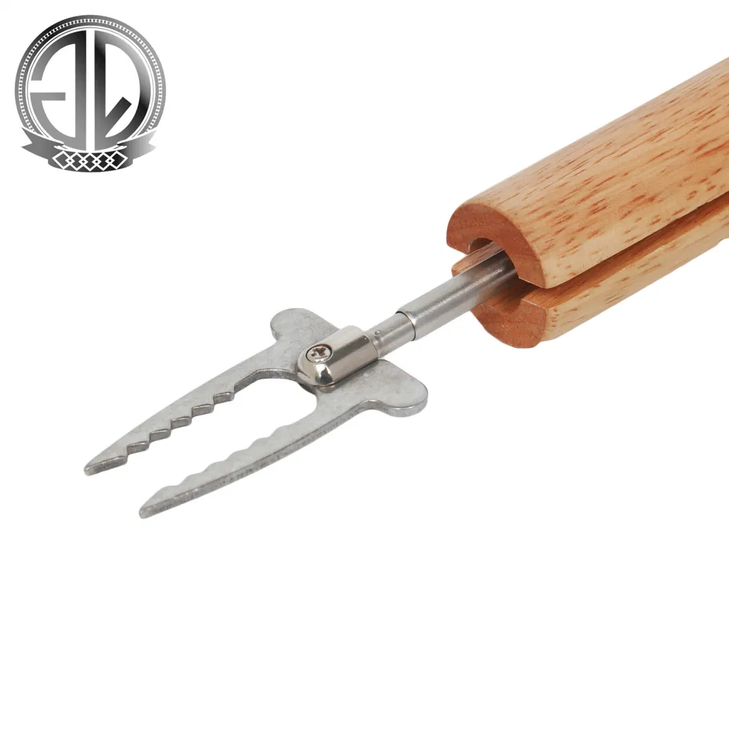 Sample Customization Stainless Steel Telescopic Extension Pole BBQ Fork with Wooden Handle