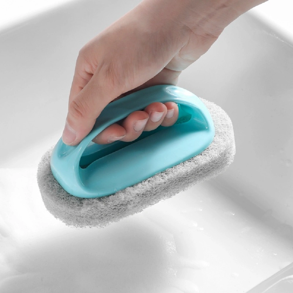 Kitchen Sponge Brush with Handle Reusable Washable Rust Cleaning Tool Sink Pot Sink Bathroom Decontamination Cleaning Brush Wbb18132