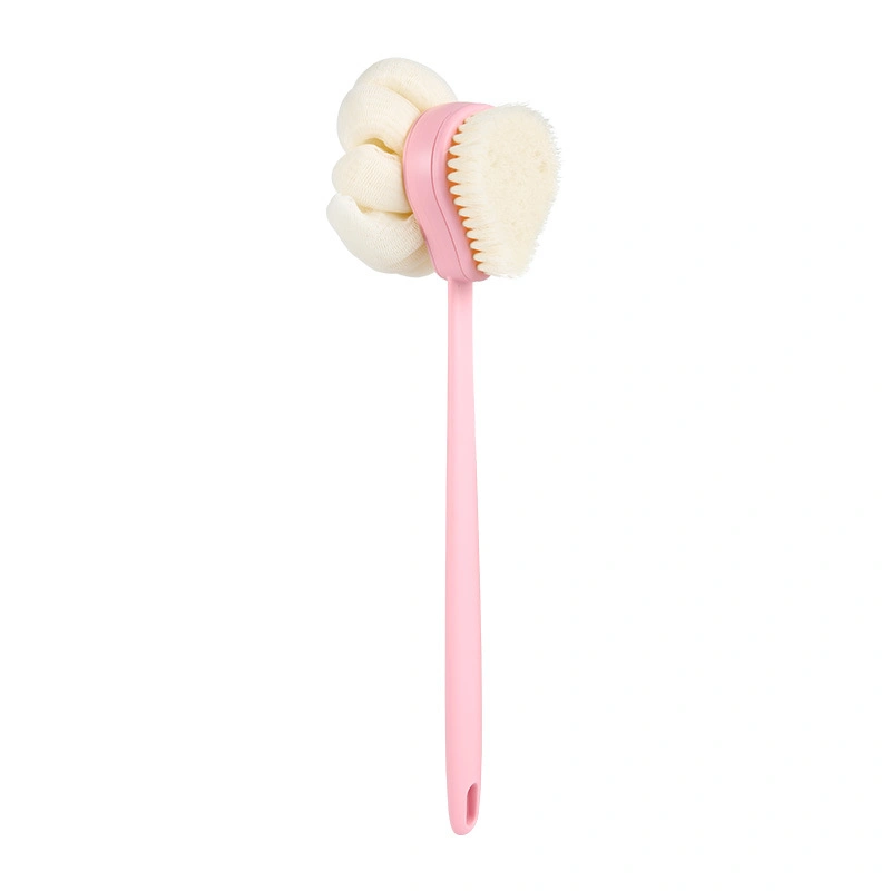 Free Sample 40g PE Mesh Sponge Ball Bath Brush with Long Handle