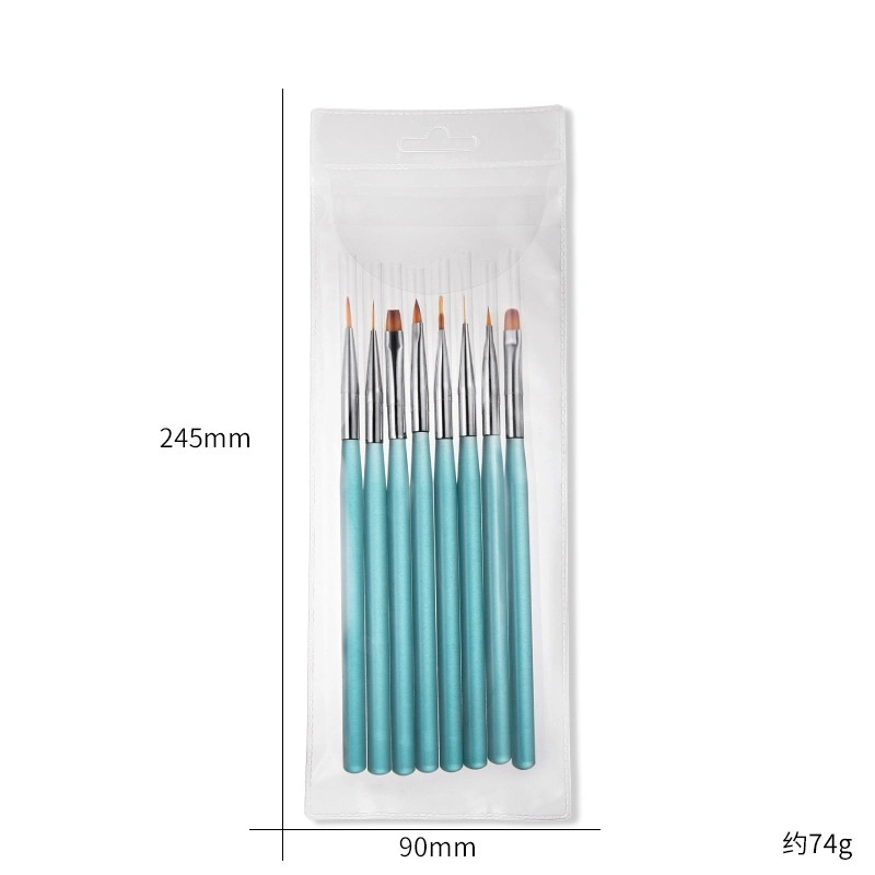 New Japanese Manicure Clear Ocean Blue Liner Brush Crystal Nail Gel Brush Suit for DIY Nail Art