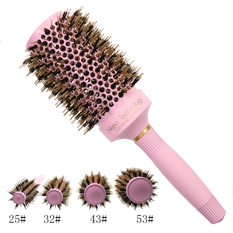 Ceramic Hair Brushes Manufacturers Boar Bristle Salon Styling Round Pink Hair Brush