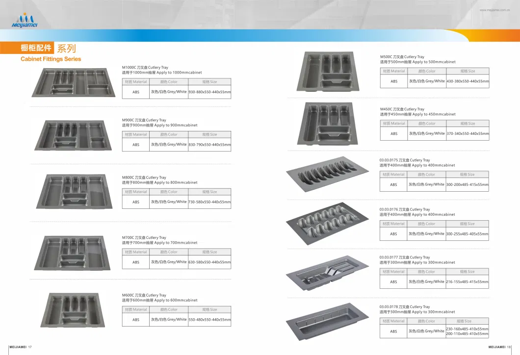 Plastic Cutlery Tray for Kitchen and Dining Room Cabinet Drawers in ABS