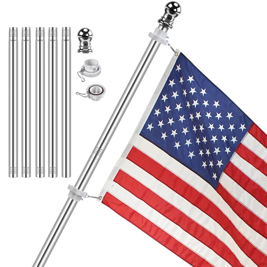 Double Hole USA Flag Pole Base 6FT 0.3mm Diameter Aluminum Foadable Flag Pole Adjust Flag Pole Extension Pole Sectional Flag Pole