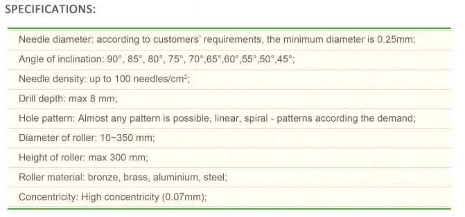 Pinned Rolllers, Spike Rollers for Plastic Film, Non-Woven Fabrics Perforating