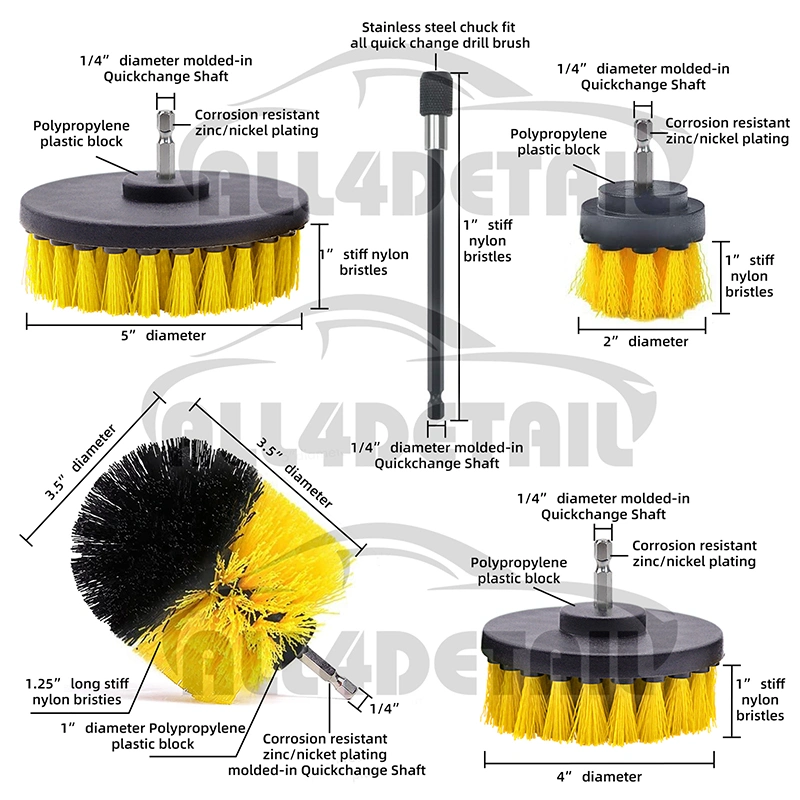 28PCS Car Detailing Kit Interior Detailing Kit Yellow Detail Drill Brush Cleaning Tools Set