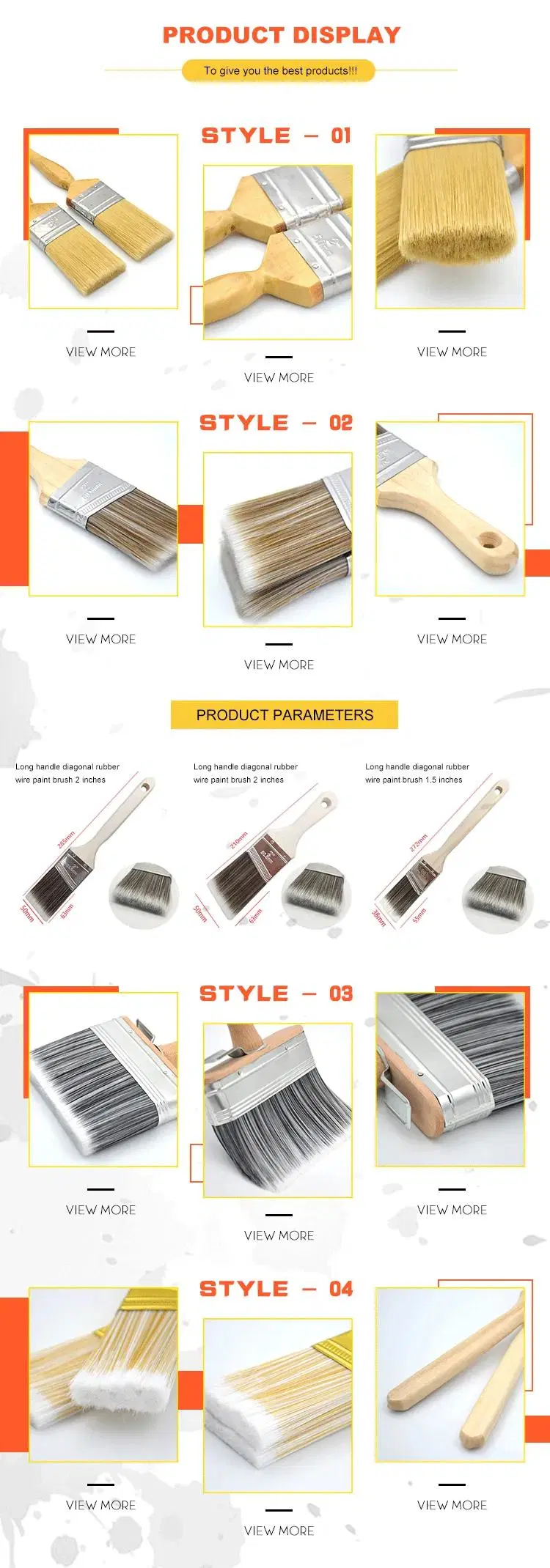 Harden Professional Trp Handle Bristle Wall Paint Brush, Tapered Pet/PBT/Nylon Brush, TPR Handle Brush